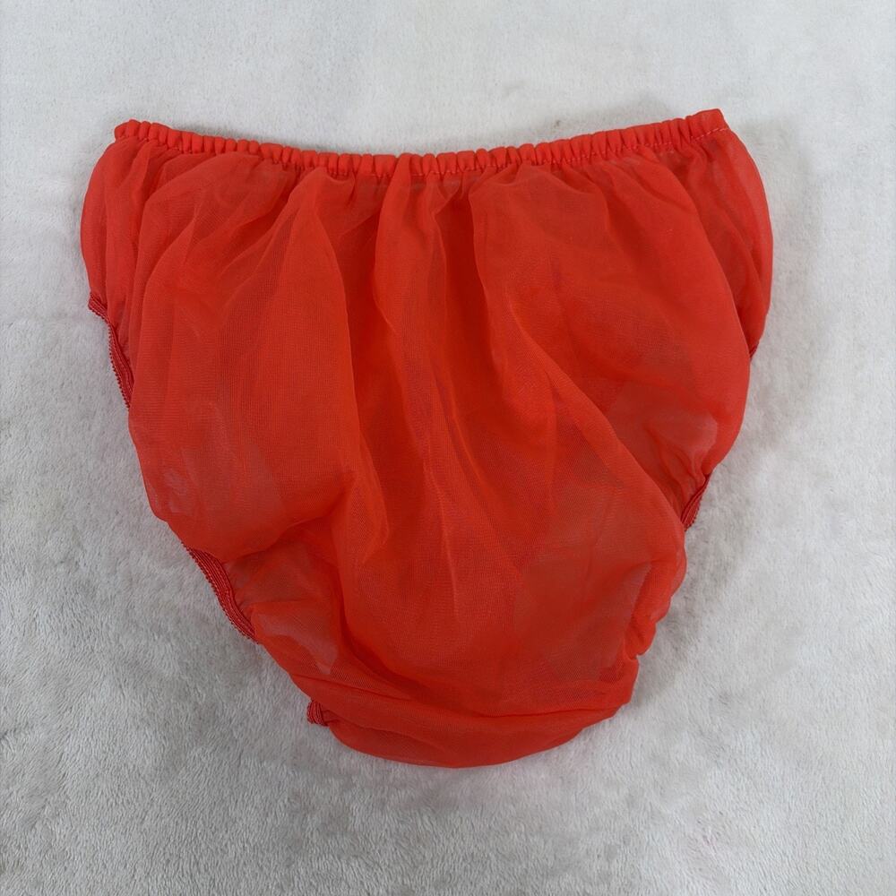 Vintage Sheer Red Bra, Bloomers and Smock Top Ruffled Trim Bows No Tags Charity - Picture 12 of 16